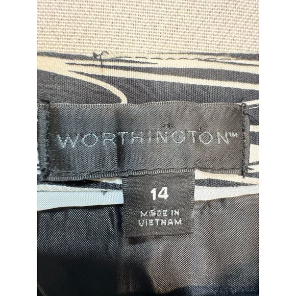 Worthington Womens Straight Pencil Skirt Size 14 Black White Scribble Pockets - Picture 3 of 12